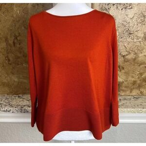COS Wool Sweater Womens Large Long Sleeve Pullover Minimalist Rust‎ Lightweight